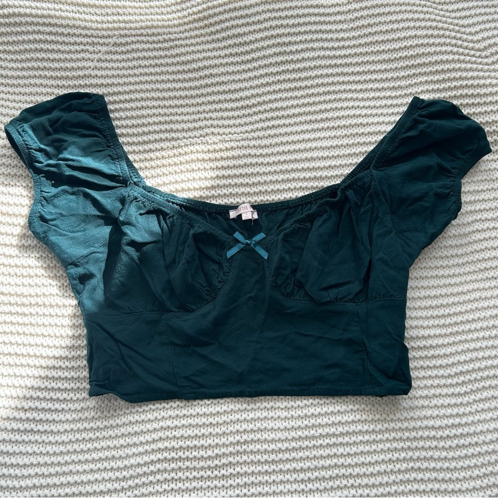 Lottie Moss Small Dark Green Cropped Bustier Top